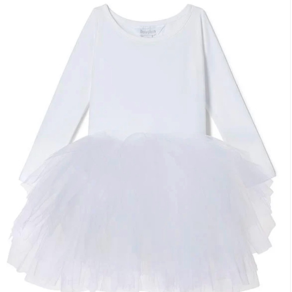 Long-Sleeve White Tulle Ballet Dress